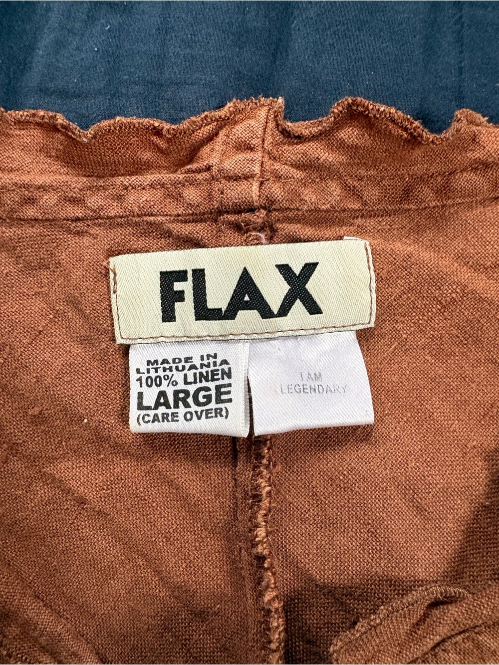 FLAX Rust Brown Ruffled Linen Tank Top Large - Picture 2 of 4